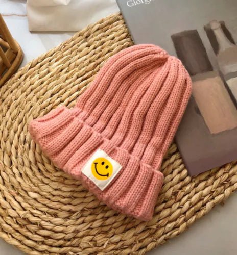 Baby Toddler Ribbed Knit Smile Face Beanie - PepitoStore