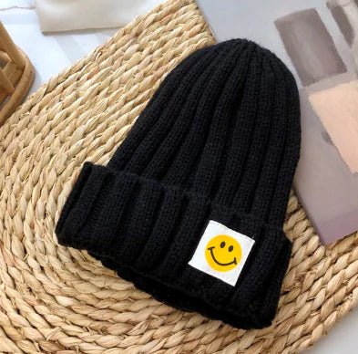 Baby Toddler Ribbed Knit Smile Face Beanie - PepitoStore