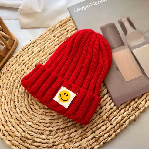 Baby Toddler Ribbed Knit Smile Face Beanie - PepitoStore