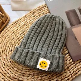 Baby Toddler Ribbed Knit Smile Face Beanie - PepitoStore