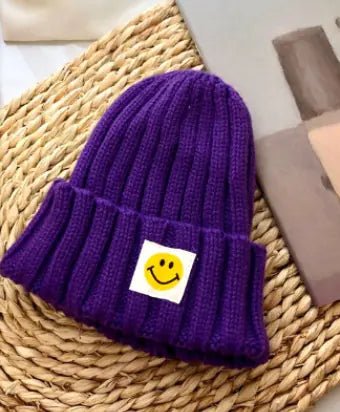 Baby Toddler Ribbed Knit Smile Face Beanie - PepitoStore