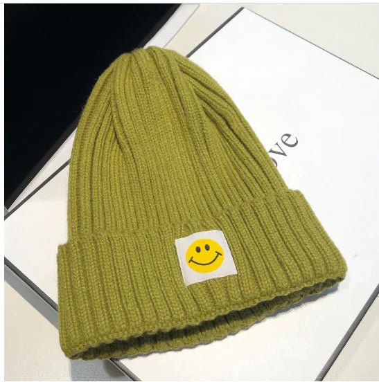 Baby Toddler Ribbed Knit Smile Face Beanie - PepitoStore