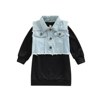 Thumbnail for Infant Dress + Waistcoat, Long Sleeve Set - PepitoStore