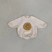 Thumbnail for Smiley Face Sweatshirt Baby Romper - PepitoStorerompers