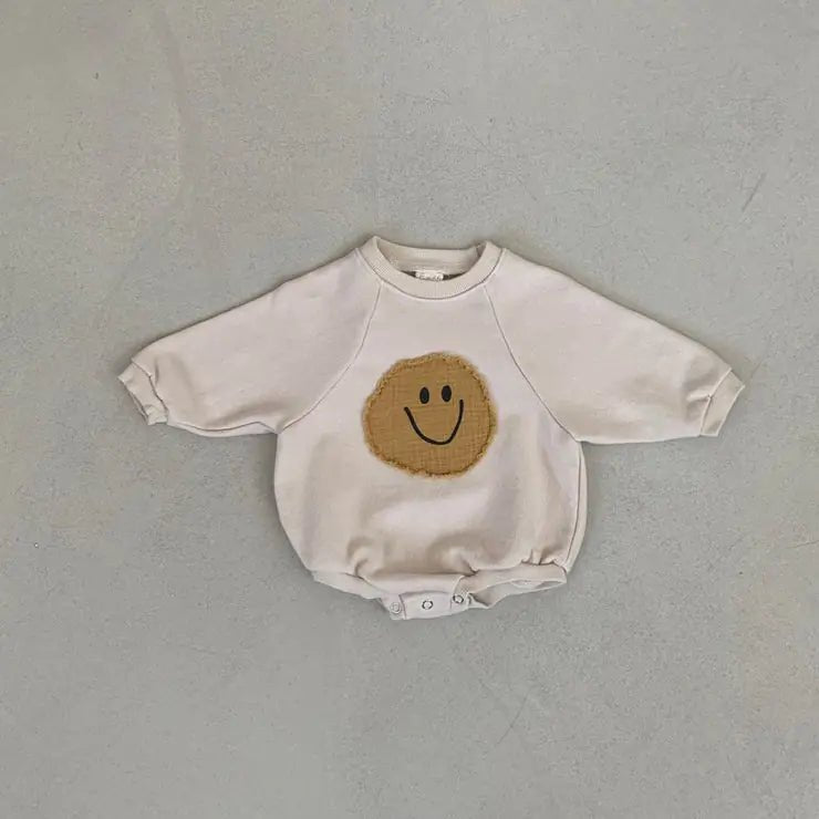 Smiley Face Sweatshirt Baby Romper - PepitoStorerompers