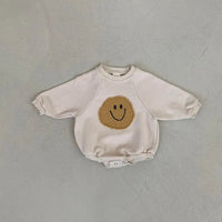 Thumbnail for Smiley Face Sweatshirt Baby Romper - PepitoStorerompers