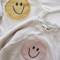 Thumbnail for Smiley Face Sweatshirt Baby Romper - PepitoStorerompers