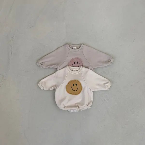 Smiley Face Sweatshirt Baby Romper - PepitoStorerompers