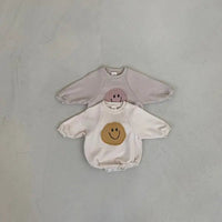 Thumbnail for Smiley Face Sweatshirt Baby Romper - PepitoStorerompers