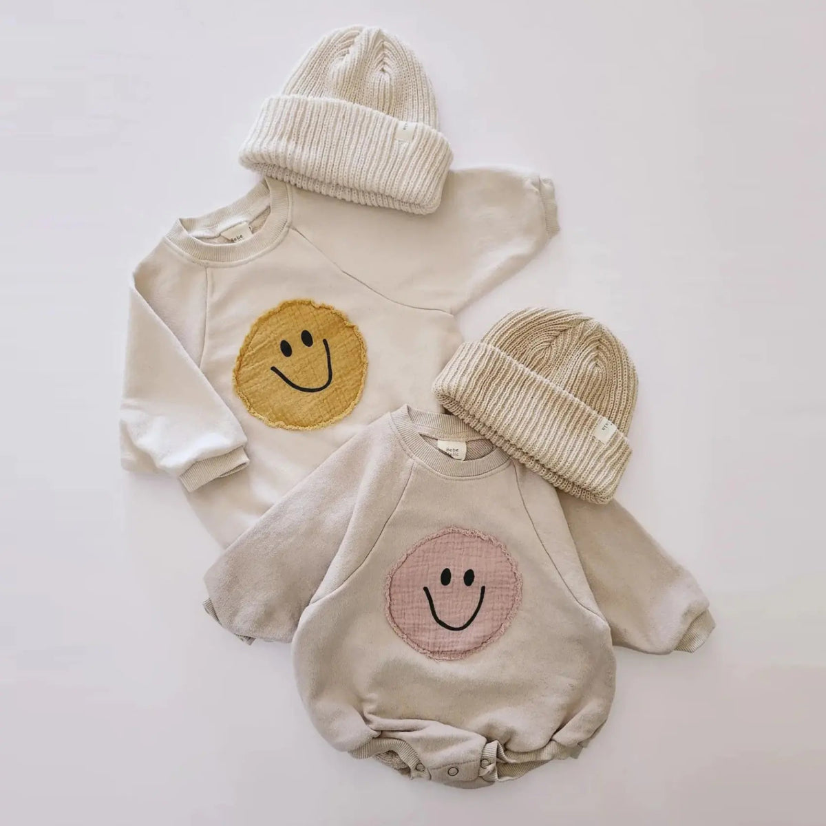 Smiley Face Sweatshirt Baby Romper - PepitoStorerompers