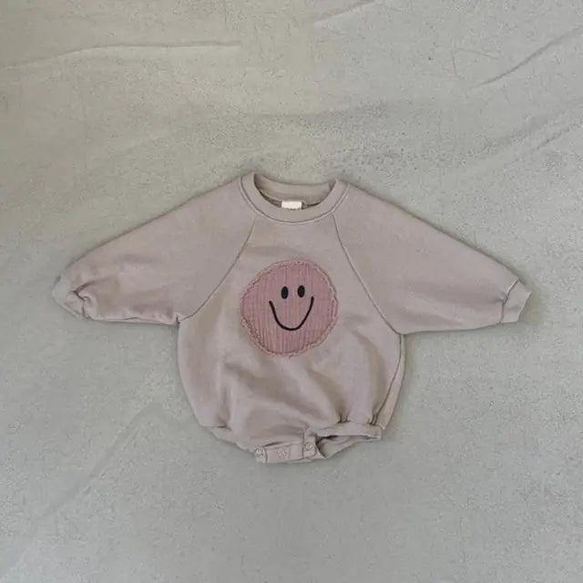 Smiley Face Sweatshirt Baby Romper - PepitoStorerompers