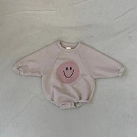 Thumbnail for Smiley Face Sweatshirt Baby Romper - PepitoStorerompers