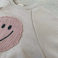 Thumbnail for Smiley Face Sweatshirt Baby Romper - PepitoStorerompers