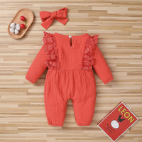 Thumbnail for Tie Dye Print One Piece Jumpsuit Linen Romper Lace Bow - PepitoStore