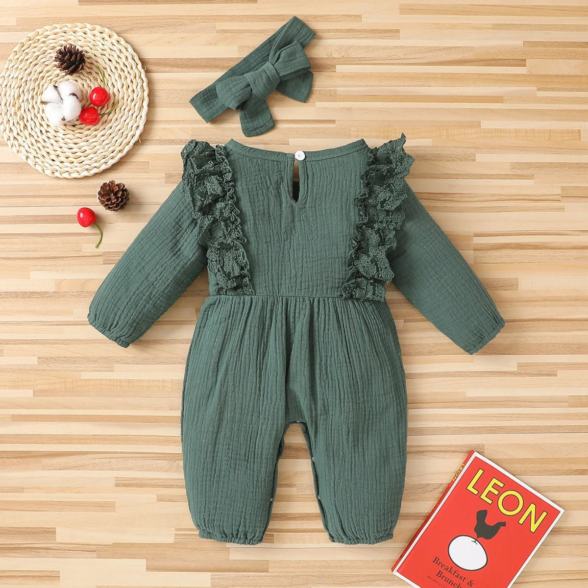 Tie Dye Print One Piece Jumpsuit Linen Romper Lace Bow - PepitoStore