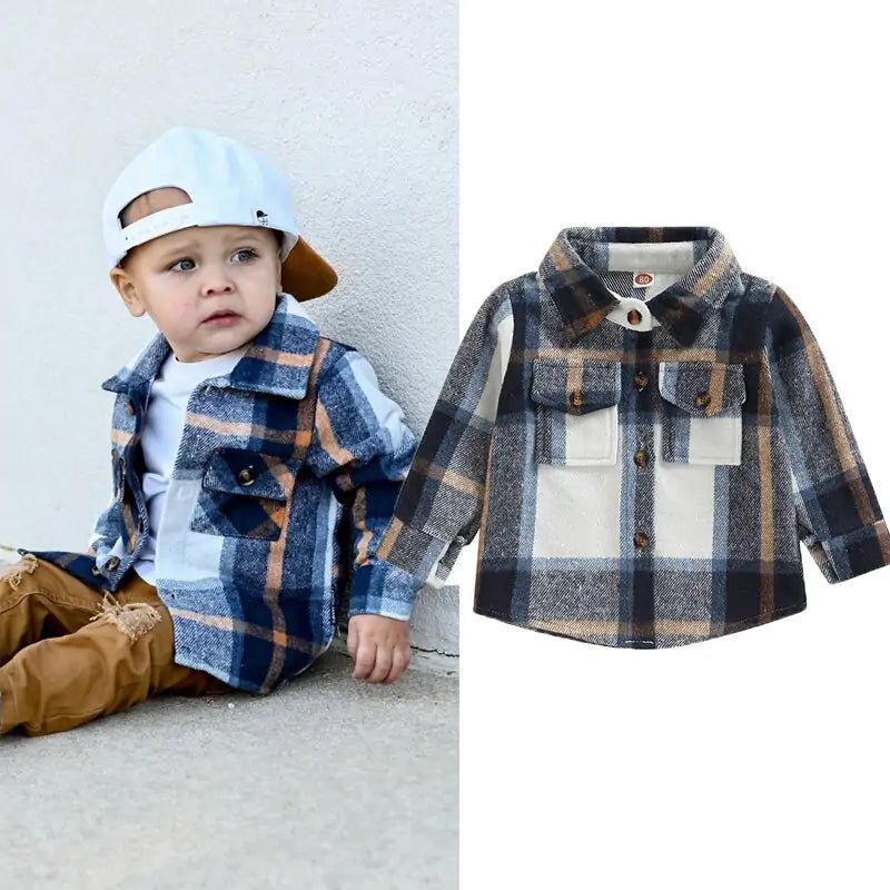 Toddler Plaid Patchwork Long Sleeve - PepitoStore